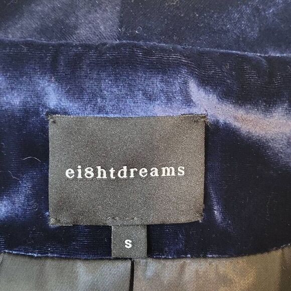 E8htdreams Women's Silk Velvet Navy Blazer Size S - Picture 3 of 9